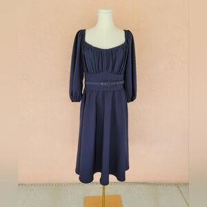 Vixen By Micheline Pitt Vacation Dress In Navy Blue Retro Vintage